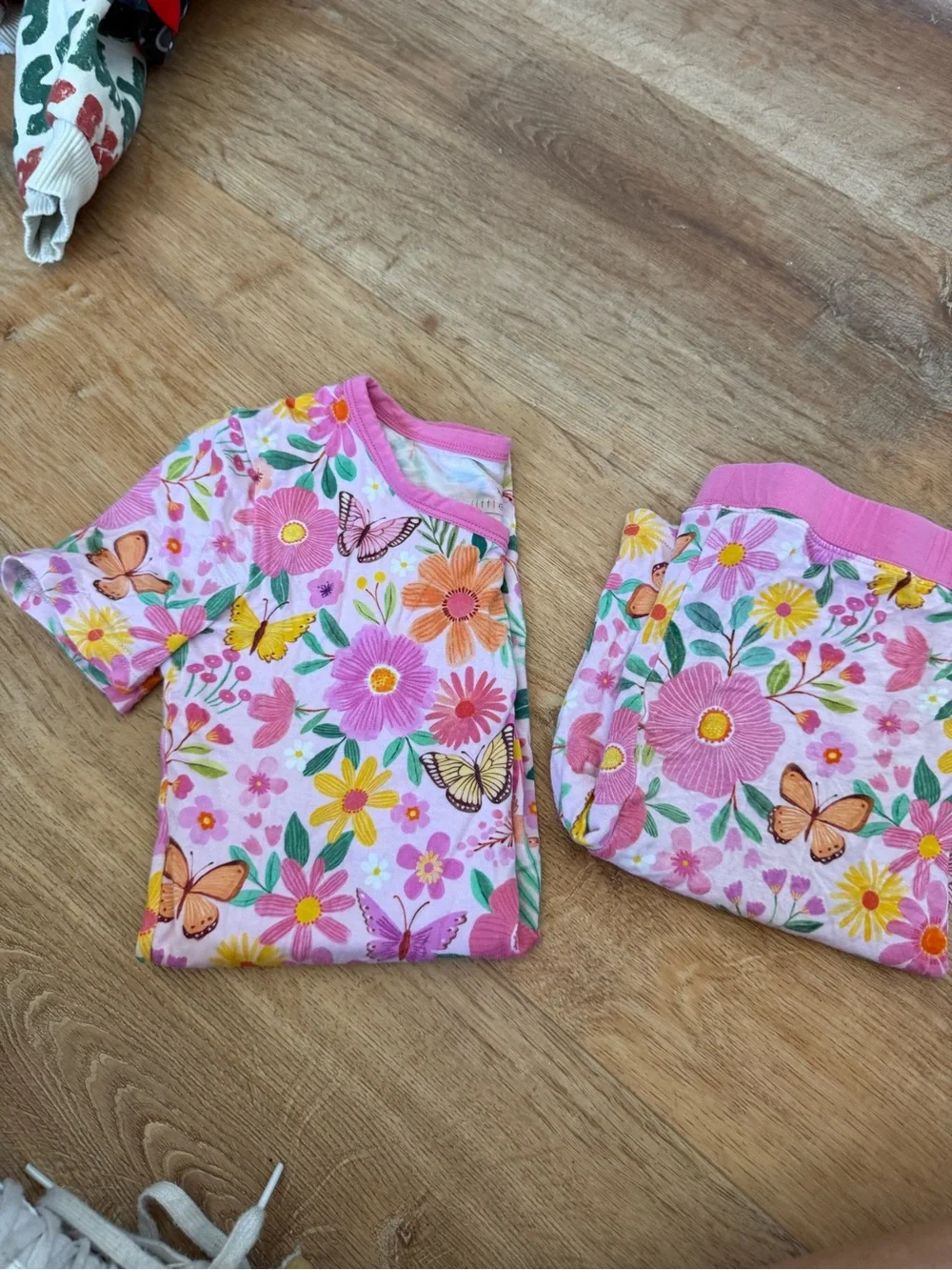 Kids Pink Floral & Butterfly Pajama Set Little Sleepies